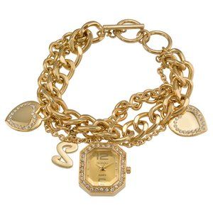 Ladies Bongo Watch Charm Bracelet Goldtone